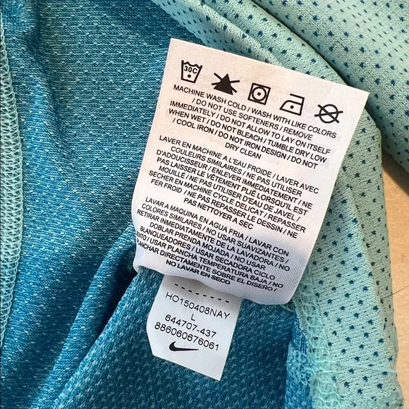 Nike Dri-Fit Blue Long Sleeves Round Neck Athletic Running Shirt L - Picture 6 of 8